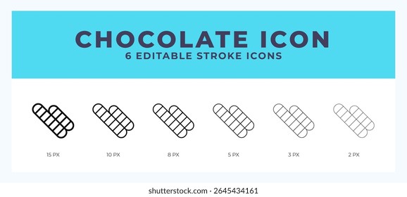 Chocolate icon set with different stroke. Design elements for logo. Vector illustration.
