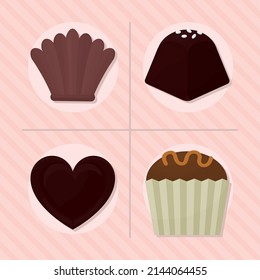 chocolate icon set on pink background