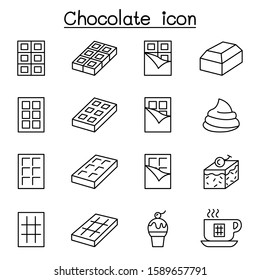 Chocolate icon set in thin line style