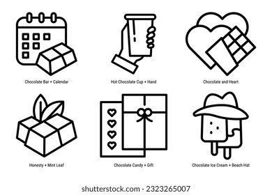 Chocolate icon set vector collection for World Chocolate Day
