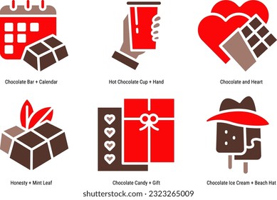 Chocolate icon set vector collection for World Chocolate Day