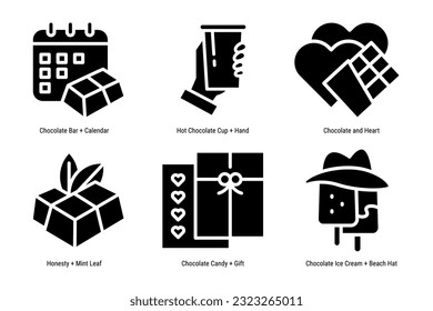Schokoladensymbol-Set, Vektorgrafik für den Weltschokoladentag