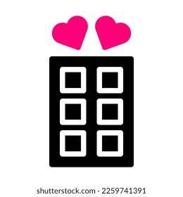 chocolate icon solid black pink style valentine illustration vector element and symbol perfect. Icon sign from modern collection for web.