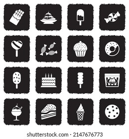 Chocolate Icons. Grunge Black Flat Design. Vector Illustration.