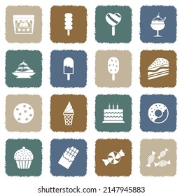 Chocolate Icons. Grunge Color Flat Design. Vector Illustration.
