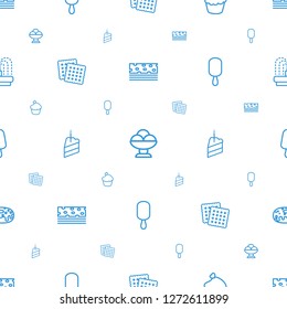 chocolate icons pattern seamless white background. Included editable outline piece of cake, ice cream, muffin, cookies, ice cream on stick icons. chocolate icons for web and mobile.
