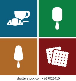 Chocolate icons set. set of 4 chocolate filled icons such as cookies, ice cream on stick