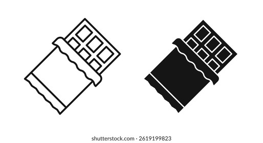 Chocolate icons set in black colors on white background