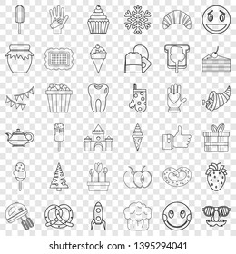 Chocolate icons set. Outline style of 36 chocolate vector icons for web for any design
