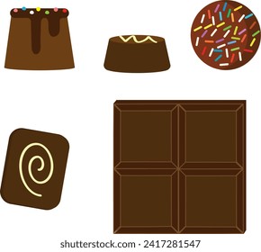 Chocolate icons. Sweet food vector icon