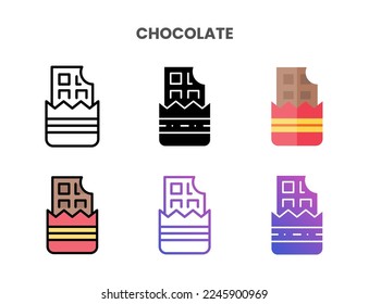 Chocolate icons vector illustration set line, flat, glyph, outline color gradient. Great for web, app, presentation and more. Editable stroke and pixel perfect.