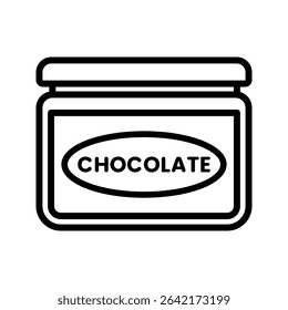 Chocolate Jam Outline style, um frasco rotulado de distribuição de chocolate, ideal para cartões de receita, ícones de embalagem e visuais de blog de alimentos.