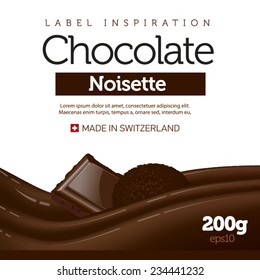 Chocolate label with wave and chocolate bar - noisette