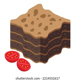 Chocolate lasagne icon isometric vector. Lasagna pasta. Italian food