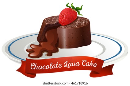 Chocolate Lava Cake On Plate Illustration