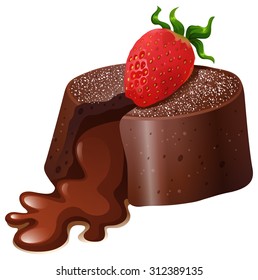 Chocolate lavacake with fresh strawberry illustration