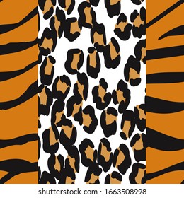 Chocolate Leopard Animal Vector Seamless Pattern. Fabric Design Graffiti Handmade Pattern. Dirt Panther Bohemian Background. Creative Jaguar Handmade Tiles Print.