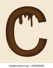 Chocolate letter C.Vector chocolate alphabet.