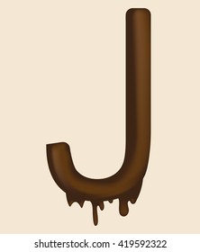 Chocolate letter J.Vector chocolate alphabet.