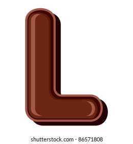 Chocolate letter L isolated on white background