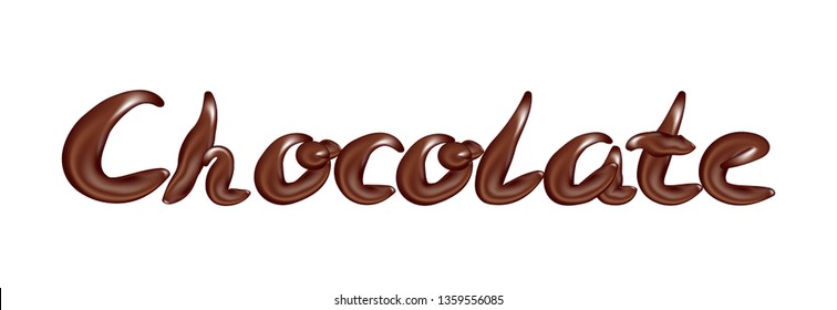 Chocolate lettering on a white background.