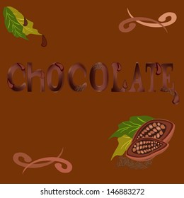 chocolate letters on a brown background