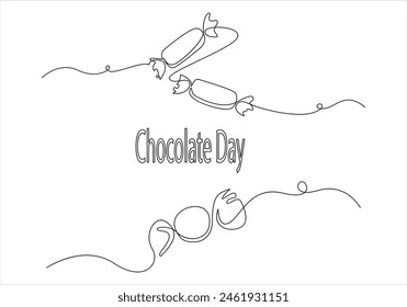 chocolate line art style, world chocolate day vector illustration 