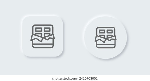 Chocolate line icon in neomorphic design style. Candy signs vector illustration.