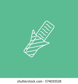 Chocolate Line Icon On Green Background