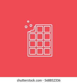 Chocolate Line Icon On Red Background