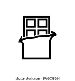 Chocolate line icon, opened chocolate. Outline chocolate protein bar vector icon for web design isolated on white background. Chocolate bar with squares in wrapper flat vector icon
