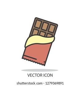 Chocolate line icon, opened chocolate - vector illustration eps10