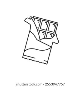 Chocolate line icon, opened chocolate - vector illustration