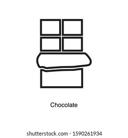 Chocolate linear icon vector on white background. Food black icon illustration