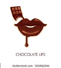 Chocolate lips. Illustration of sensual lips and dark chocolate with the effect of melting.