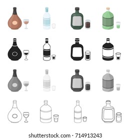 Chocolate liqueur, absinthe, alcohol, vodka, herbaceous liquor. Alcohol set collection icons in cartoon black monochrome outline style vector symbol stock illustration web.