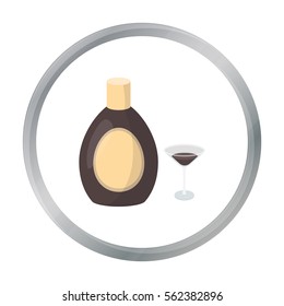 Chocolate liqueur icon in cartoon style isolated on white background. Alcohol symbol stock vector illustration.