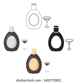 Chocolate liqueur icon in cartoon,black style isolated on white background. Alcohol symbol stock vector illustration.