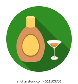 Chocolate liqueur icon in flat style isolated on white background. Alcohol symbol stock vector illustration.