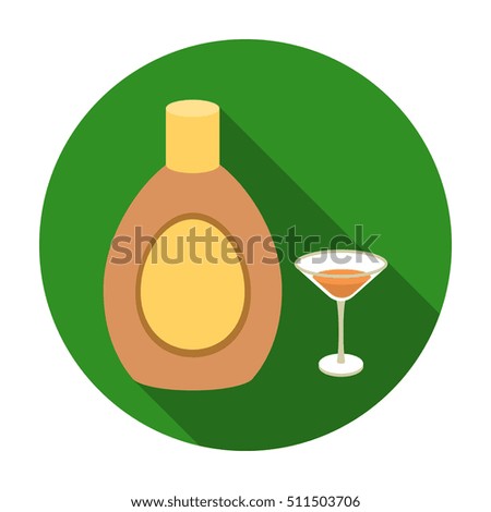 Chocolate liqueur icon in flat style isolated on white background. Alcohol symbol stock vector illustration.