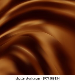 Chocolate liquid background. Silk fabric.