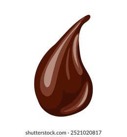 Gota líquida de chocolate en diseño plano. Gota de líquido de cacao, mancha de crema. Ilustración vectorial aislada.