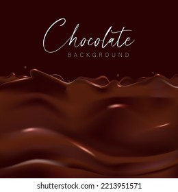 Chocolate liquid splashing in the middle isolated on solid color background, Vector illustration.