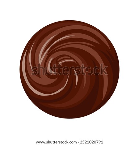 Chocolate liquid swirl in flat design. Cocoa liquid pouring in spiral. Vector illustration isolated.