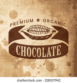 chocolate logo cacao stamp vector vintage vector logo template of premium craft chocolate label on old paper background chocolate logo cacao stamp vector beverage cocoa tan classic scenery work produc