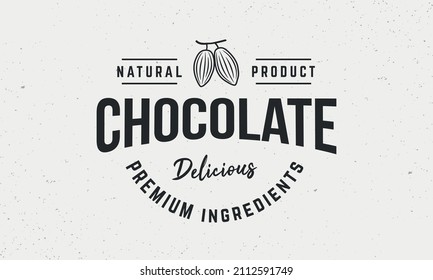 Chocolate logo. Chocolate logo with cocoa beans. Cacao emblem. Vector illustration 