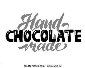 Chocolate logo Hand made - vector illustration, emblem design. Lettering for web, congratulations, promotional pictures news, invitations, postcards, banners, posters