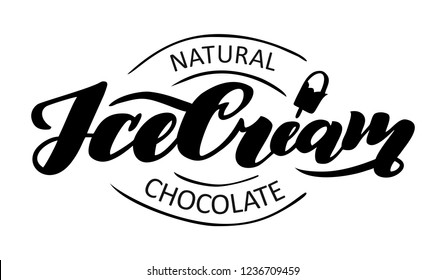 Chocolate logo -ICE CREAM. Vector illustration, emblem design. Lettering for web, congratulations, promotional pictures news, invitations, postcards, banners, posters