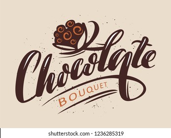 Chocolate logo - vector illustration, emblem design. Lettering for web, congratulations, promotional pictures news, invitations, postcards, banners, posters