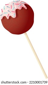 Chocolate Lolipop. Round Hard Candy On Wooden Stick